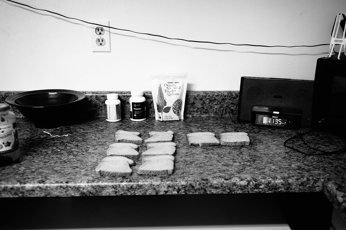 peanut butter sandwiches lined up