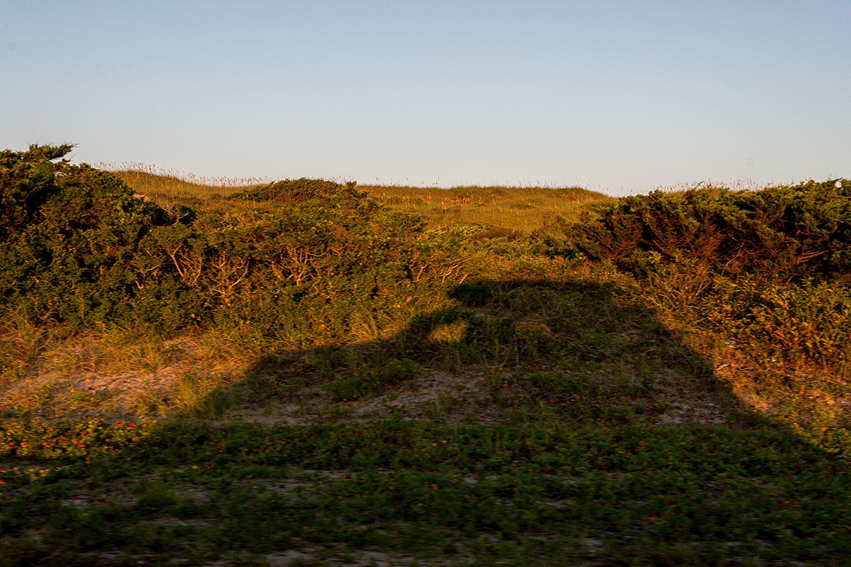 Shadow of a 4Runner on a dune in Avon, NC