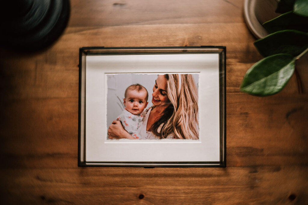 family photo in glass box