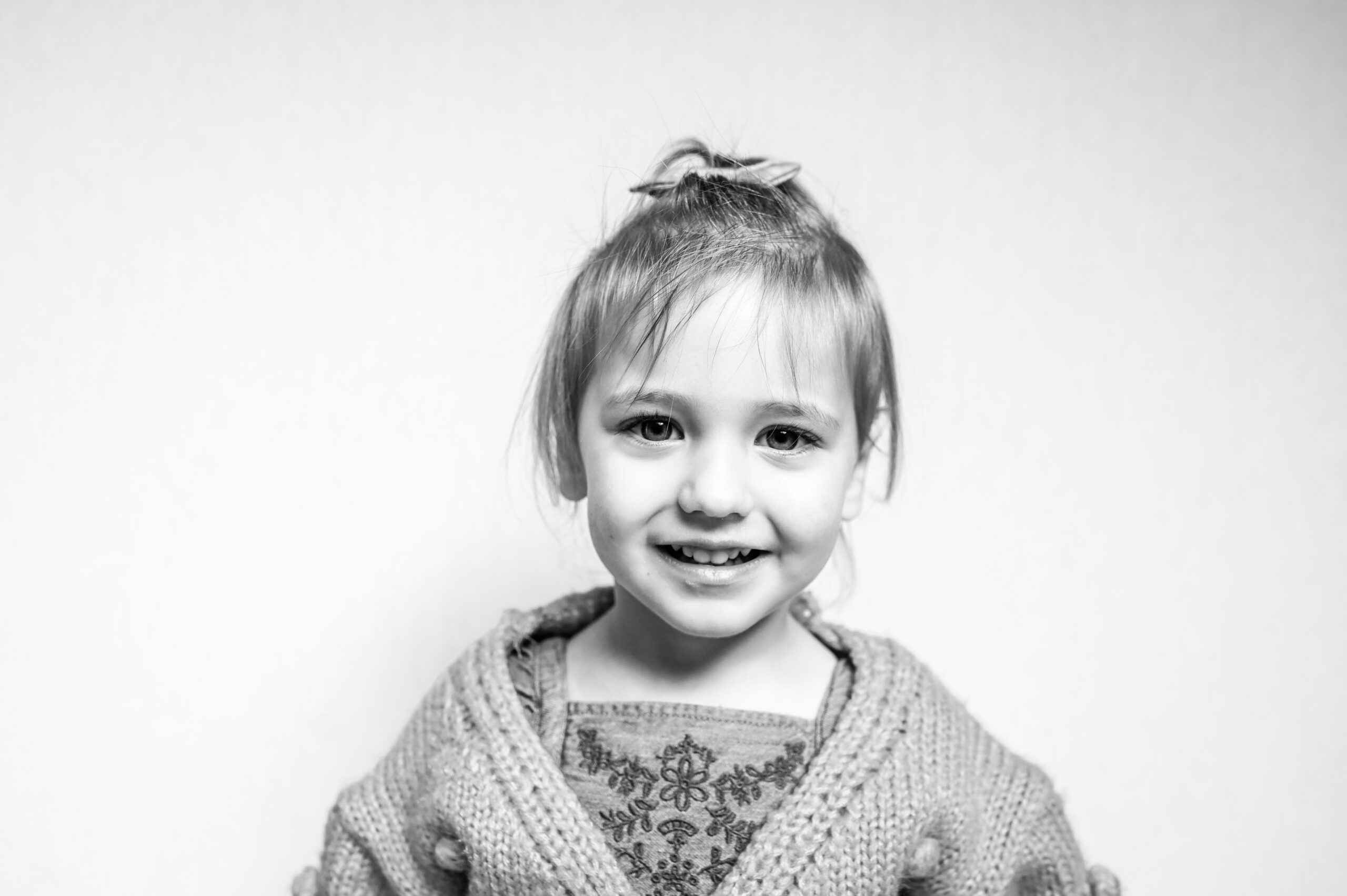 Black and white Virginia Preschools portrait of girl.