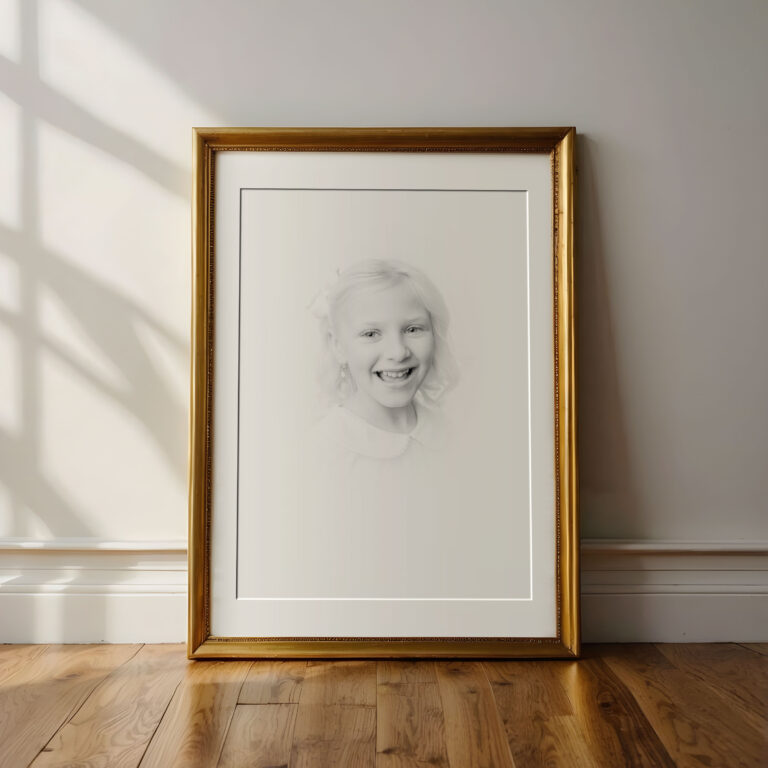an heirloom portrait of a girl in a gold frame