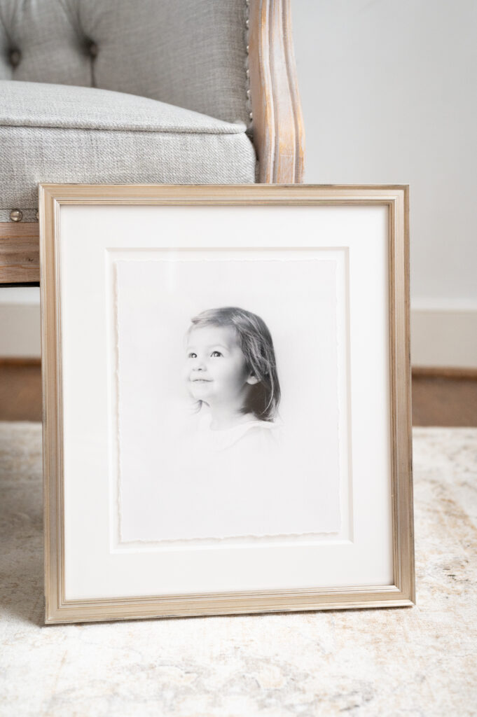 Photo of framed deckled edge print in a classic frame.