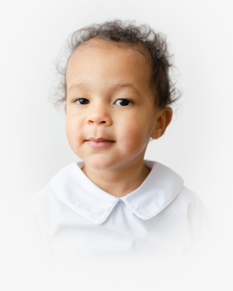 Little boy with curls has his classic heirloom portrait taken by Williamsburg, Virginia Photographer, Dreama Spence.